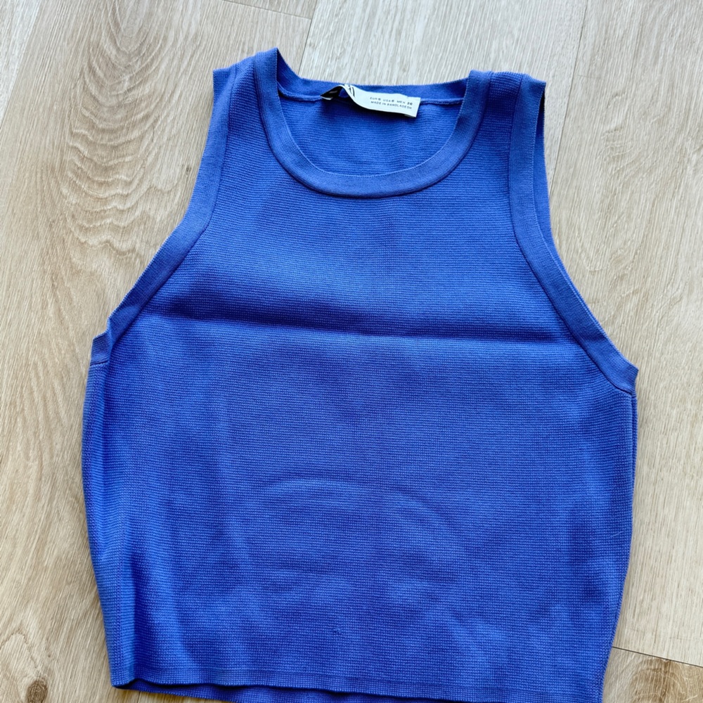 Zara Textured Blue Knit Top
